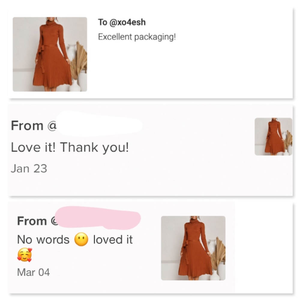 Pumpkin Orange Turtleneck Knit Belted Dress - Picture 16 of 16